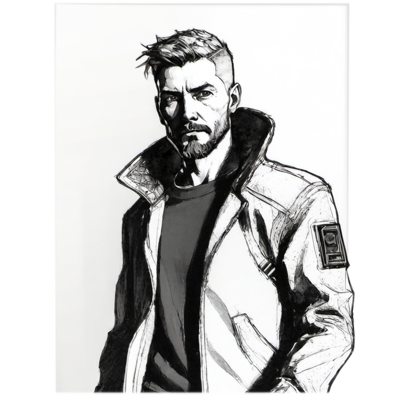 A portrait of myself, generated by a low-rank adaptation of SD-XL 1.0-base trained on many photographs.